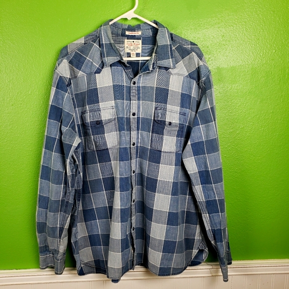 Lucky Brand Other - Men's Lucky Brand Blue Checkered Plaid California Fit Button up Shirt sz 2xl